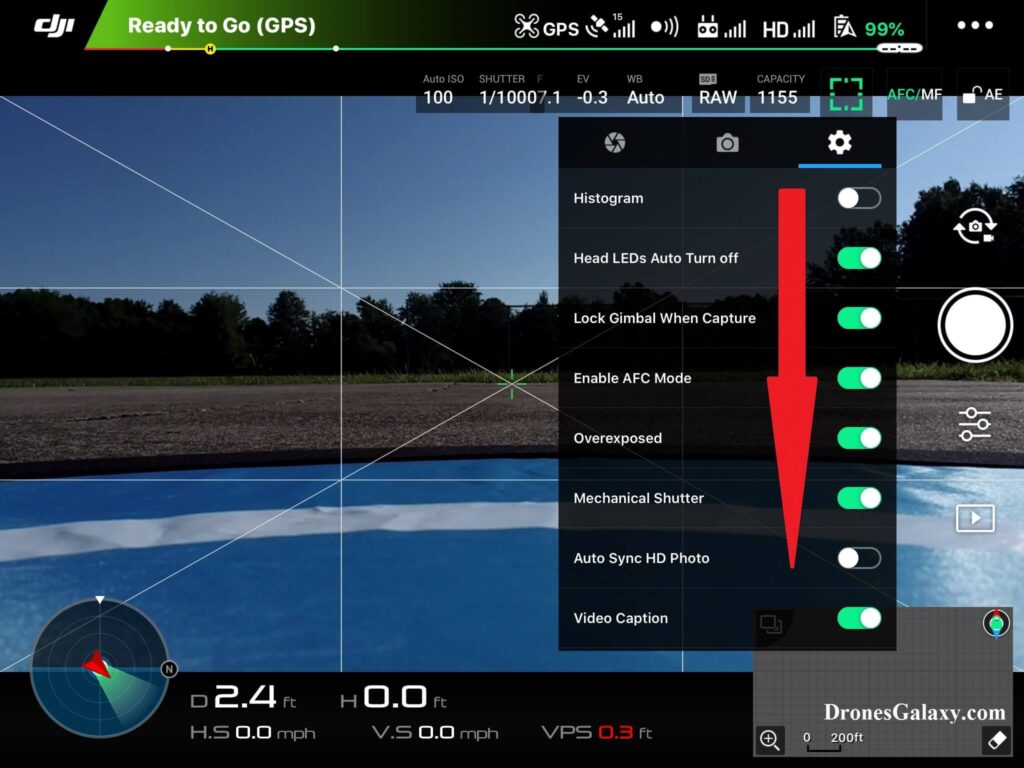 Dji mavic camera store settings