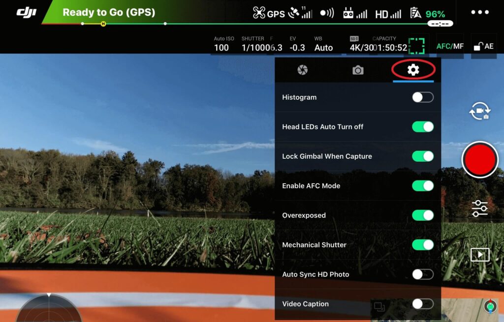 DJI GO 4 Video Settings Screen