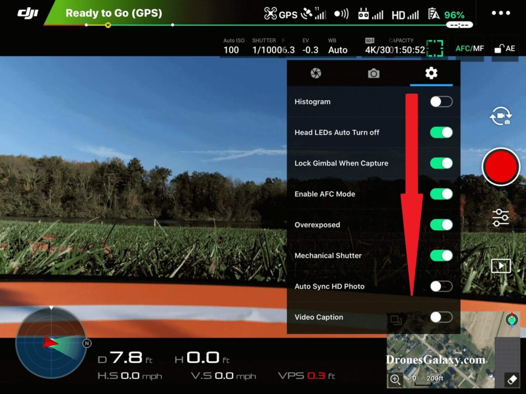 DJI GO 4 Video Settings Screen