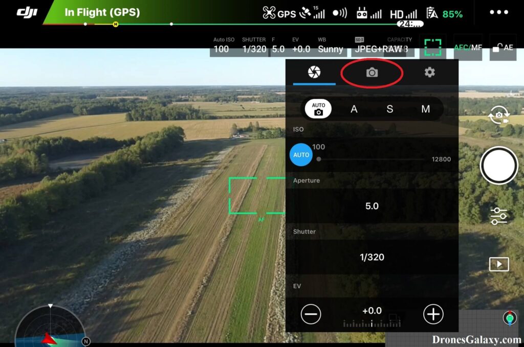 DJI GO 4 Photo Settings Screen