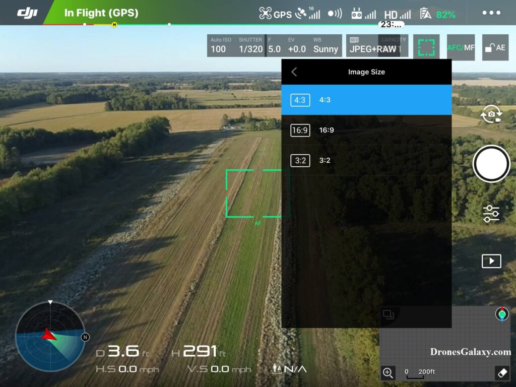 DJI GO 4 Image Size Screen 4:3