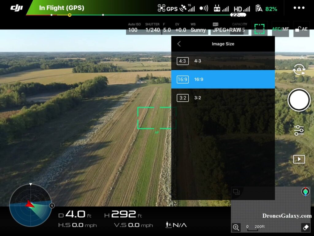 DJI GO 4 Image Size Screen 16:9