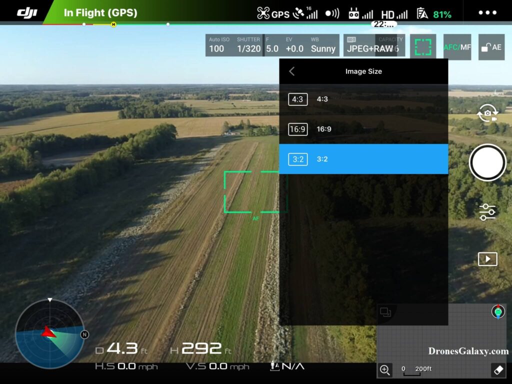 DJI GO 4 Image Size Screen 3:2