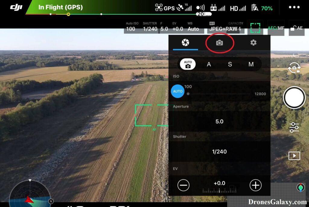 DJI GO 4 Photo Settings Screen