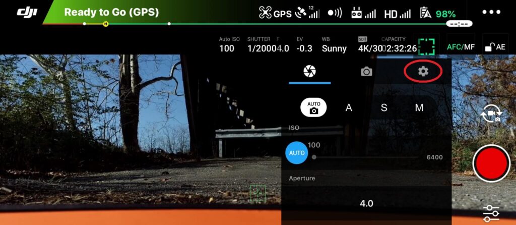 DJI GO 4 Photo Settings Screen