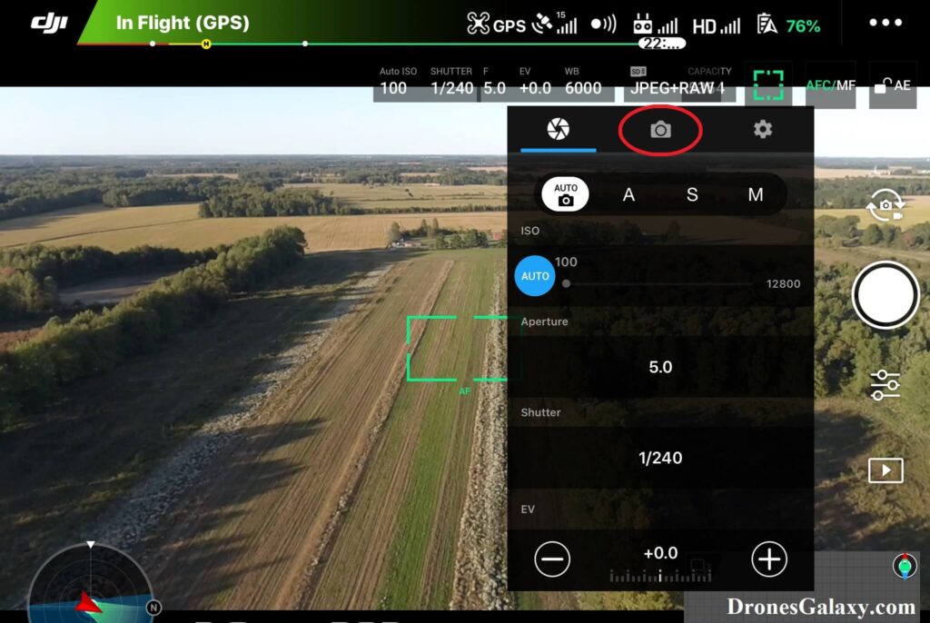 DJI GO 4 Photo Settings Screen