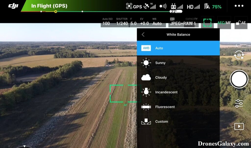 DJI GO 4 White Balance AWB Auto Setting