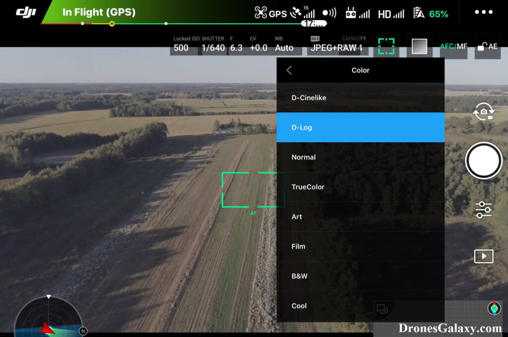 DJI GO 4 Color Settings - D-Log