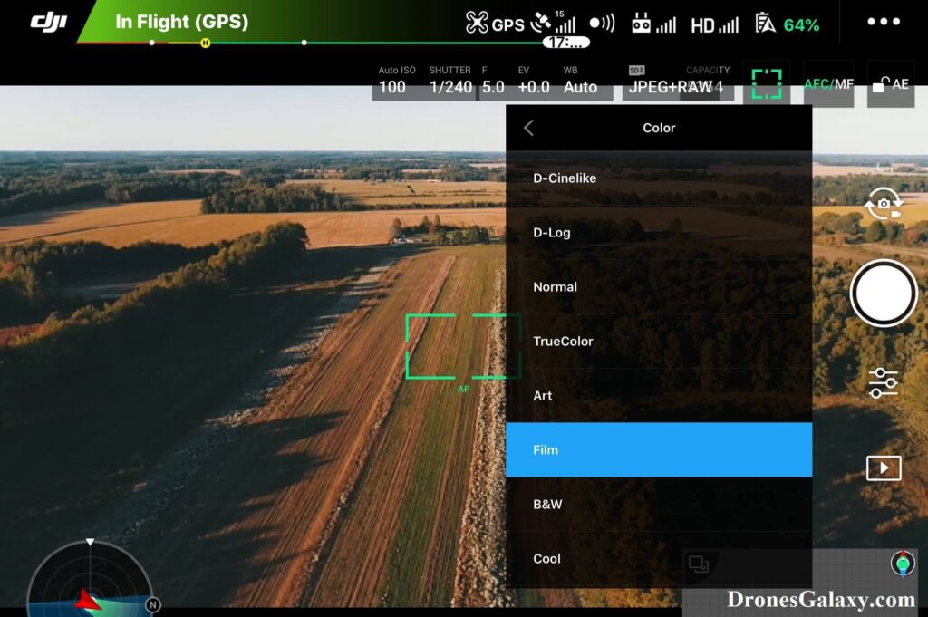 DJI GO 4 Color Settings - Film